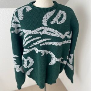 Carne Bollente SSence Romeo & Julio crew neck Sweater green and cream NWT med